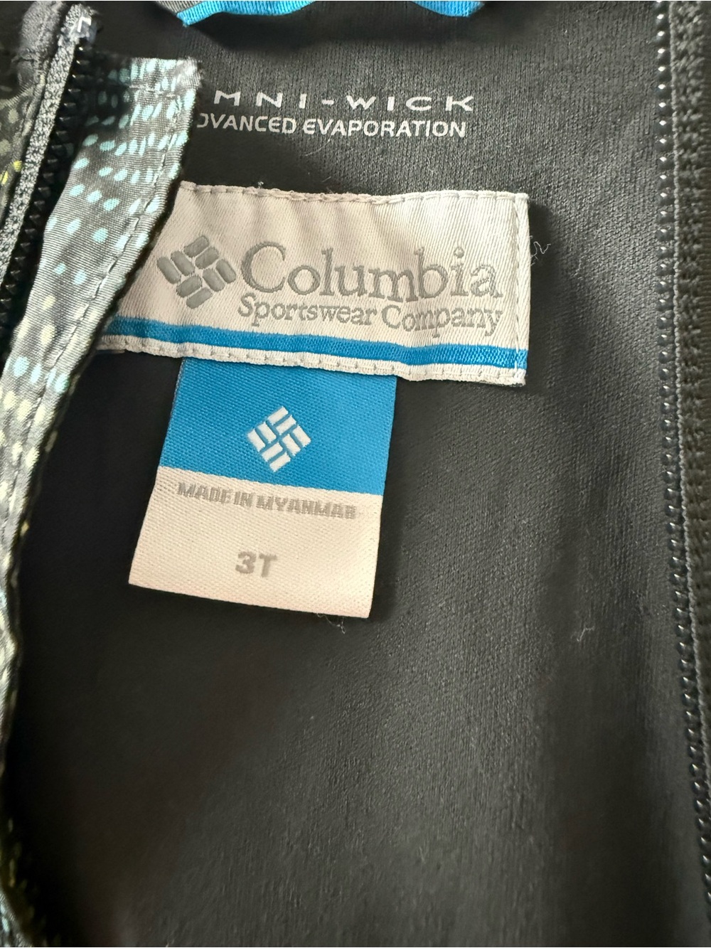 Columbia Kids Hooded Jacket - Dark Green with Yellow & Teal Dot Print - Picture 3 of 4